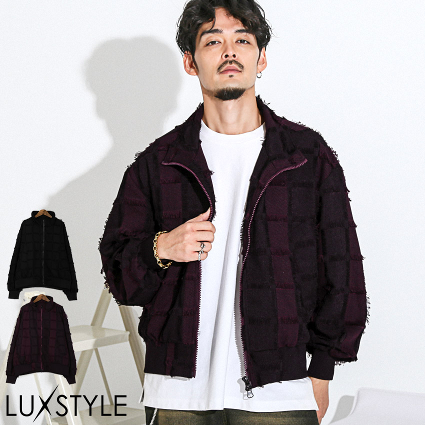 ブルゾン メンズ スタンドブルゾン ジャケット ファスナー トラックジャケット 秋冬【フリンジチェックスタンドジップブルゾン】 aa-3745 ジャケット アウター ダブルジップ ブルゾン メンズ スタンドブルゾン