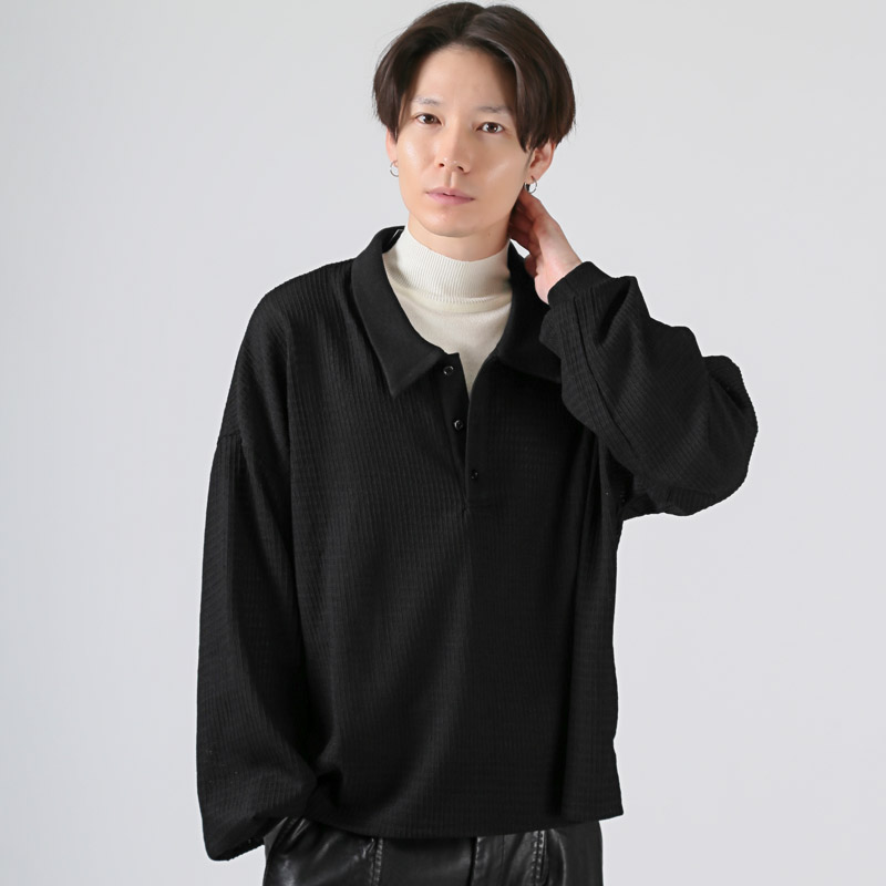 ニット ポロシャツ 長袖 メンズ レディース 透かし編みニット ニットポロシャツ aa-3786 |  | 01