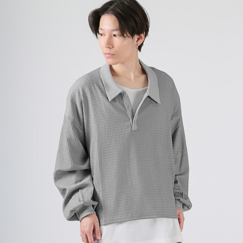 ニット ポロシャツ 長袖 メンズ レディース 透かし編みニット ニットポロシャツ aa-3786 |  | 03