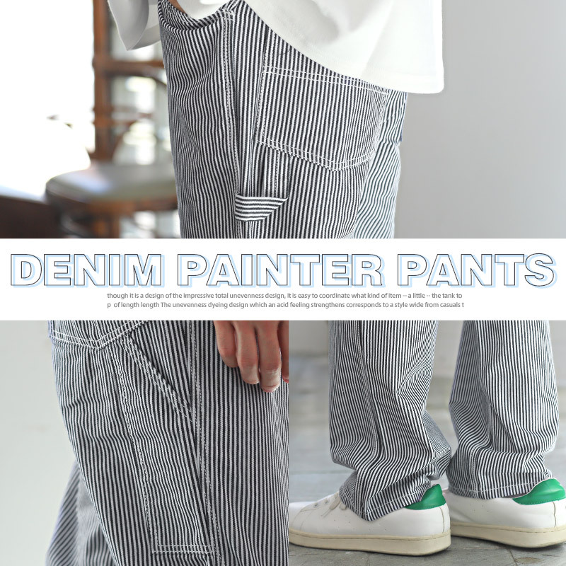 デニムパンツ メンズ ペインターパンツ カーペンターパンツ ワイドパンツ デニム ジーンズ ジーパン ワークパンツ ワイド ルーズサイズ 作業着 アメカジ サックス ブルー ワンウォッシュ pm-8068 5