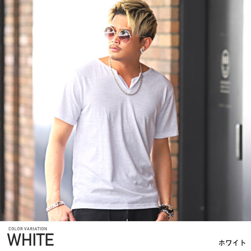 美品　Takeshi Kanda　定番人気　半袖　キーネック　トップス　すっきり さまになる フェイクレイヤード キーネック半袖Tシャツ[品番