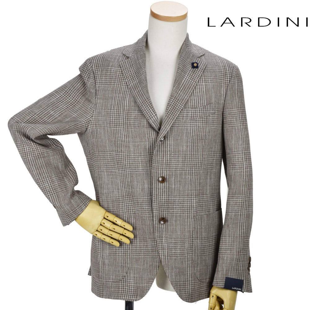 ラルディーニ テーラードジャケット シングル グレンチェック 3B ベージュ系 メンズ LARDINI JACKET :lar-526avp52594- 2:クラウドシューカンパニーYahoo!店 - 通販 - Yahoo!ショッピング