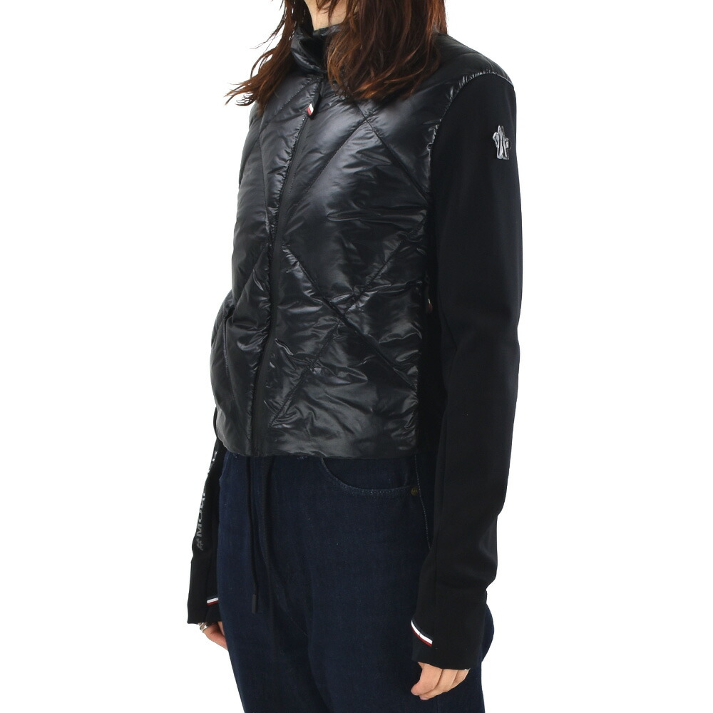 美品✨MONCLERモンクレール　ノーカラー　カーディガン　ダウン　ブラック MONCLER モンクレール ダウンジャケット レディース アウター