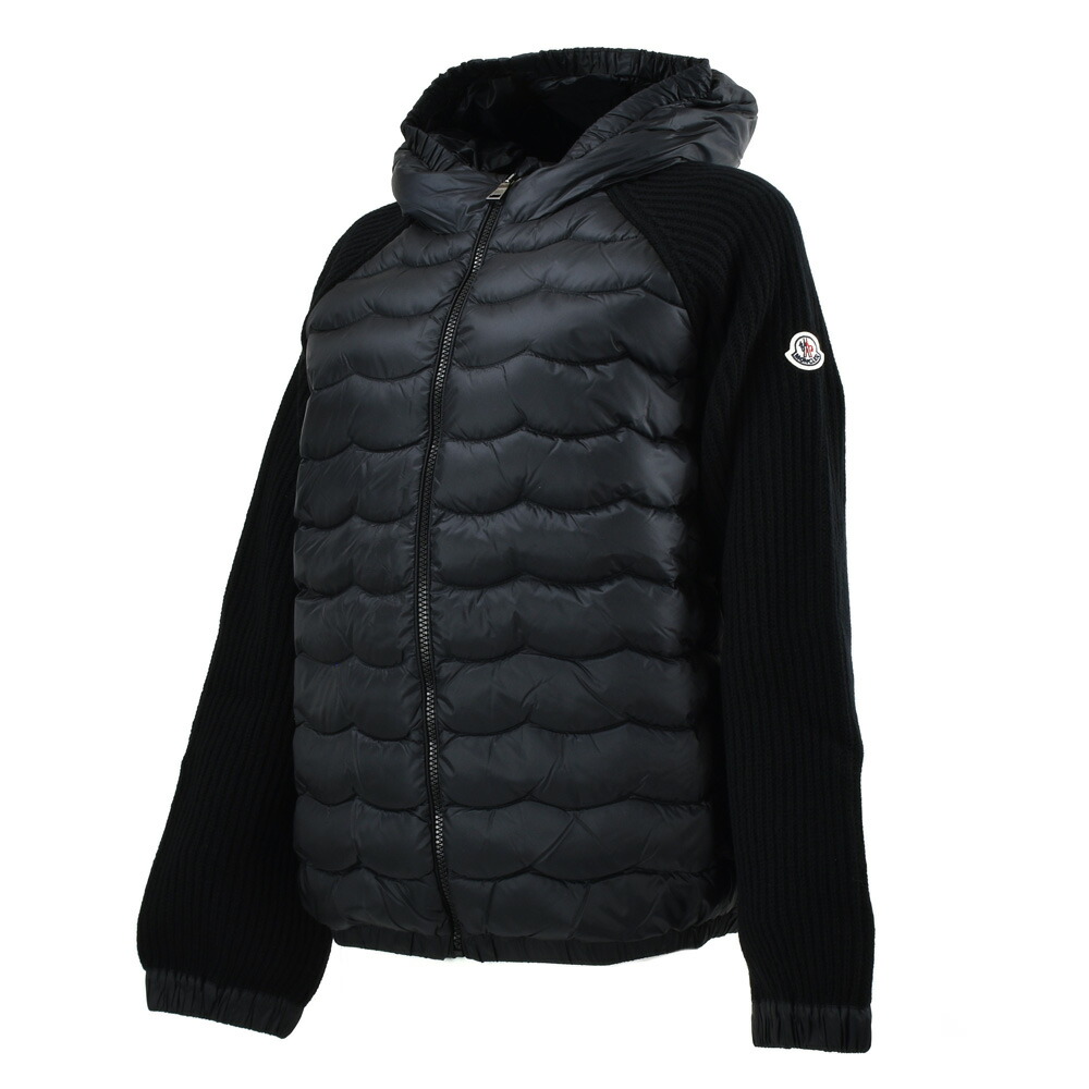 モンクレール　ダウンカーディガン　ブラック　XS BEAMS F（ビームスF）MONCLER / ニット×ナイロン ダウン