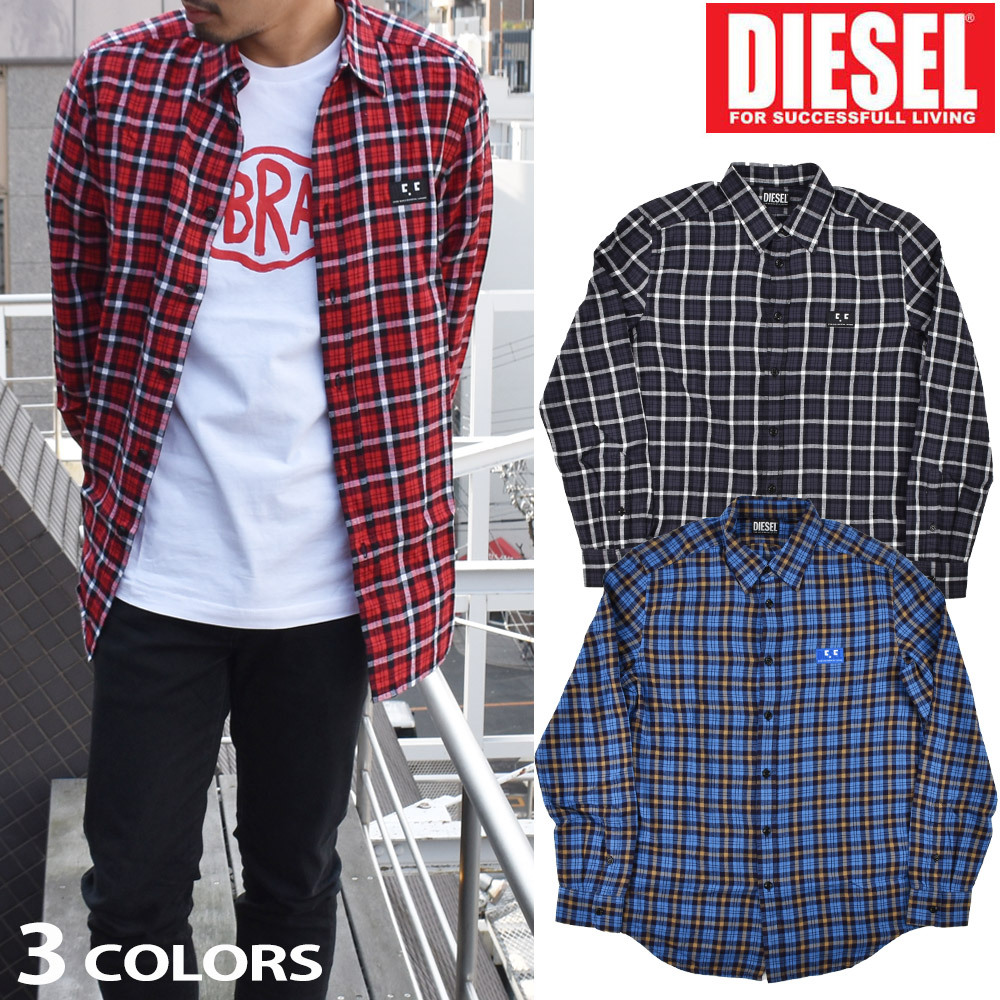 新品☆DIESEL ディーゼル☆チェックネルシャツフードプルオーバー M DIESEL (ディーゼル) チェック柄 フーディー 長袖 シャツ