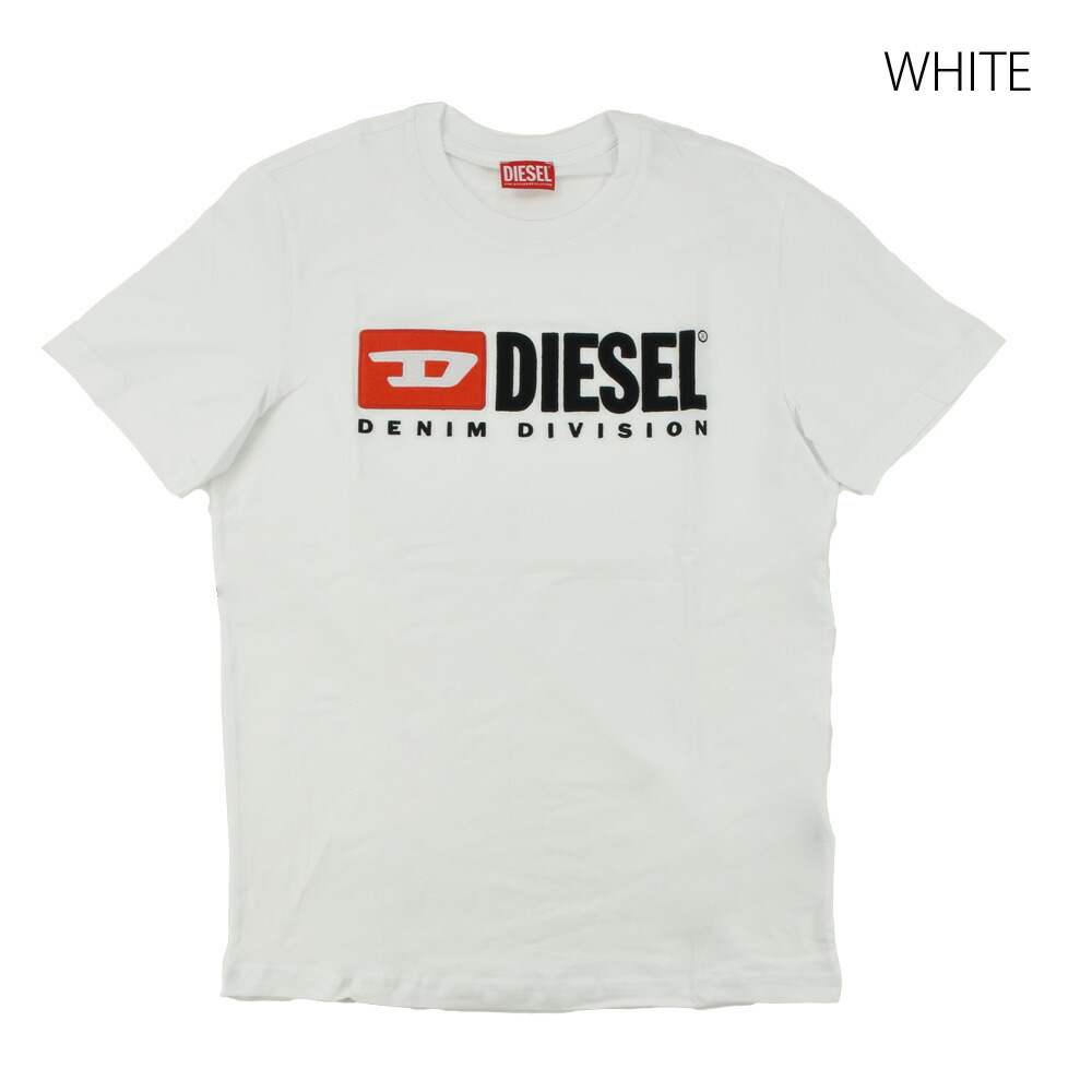 ディーゼル Tシャツ メンズ カットソー クルーネック 半袖 ロゴT ロゴ刺繍 ブラック ホワイト 黒 白 DIESEL T-DIEGOR-DIV