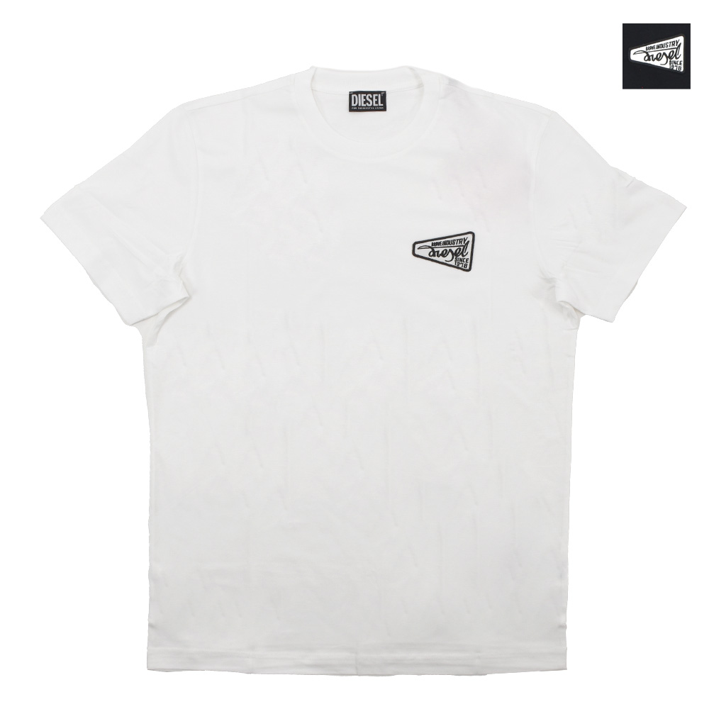 ディーゼル DIESEL Tシャツ メンズ カットソー クルーネック 半袖 ワンポイントロゴ 刺繍ワッペン ブラック ホワイト 黒 白 DIESEL  T-DIEGOR-K58