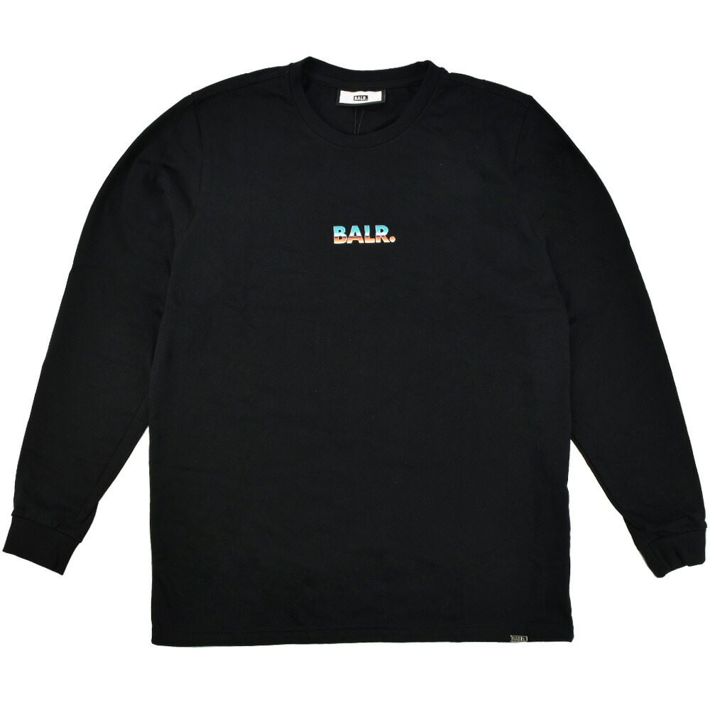 ボーラー ロンT メンズ カットソー クルーネック 長袖Tシャツ ロゴT バックプリント ブラック 黒 BALR. OLAF STRAIGHT LV  CHROME T-SHIRT JET BLACK