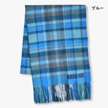 アナスイ ANNASUI マフラー ウール チェックストール 毛100％ レディース_2