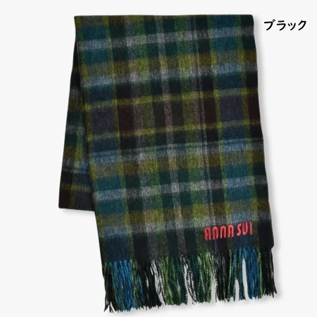 アナスイ ANNASUI マフラー ウール チェックストール 毛100％ レディース_6