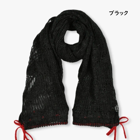 アナスイ ANNASUI マフラー ニットマフラー リボン付きセミストール 日本製 レディース_4
