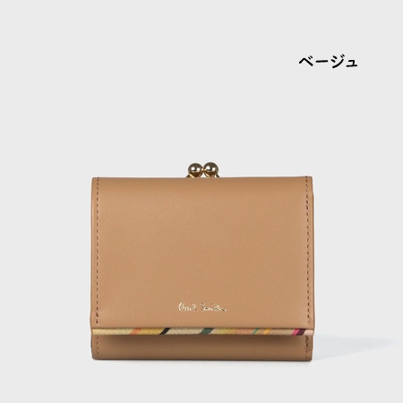 【美品】ポールスミス がま口 折り財布 オレンジ ハート 柄  レディース 財布 美品】ポールスミス がま口 折り財布 オレンジ ハート 柄 レディース