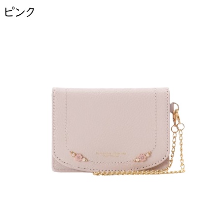 サマンサタバサプチチョイス Samantha Thavasa Petit Choice パスケース フラワーパール 花 チェーン付き レディース_2