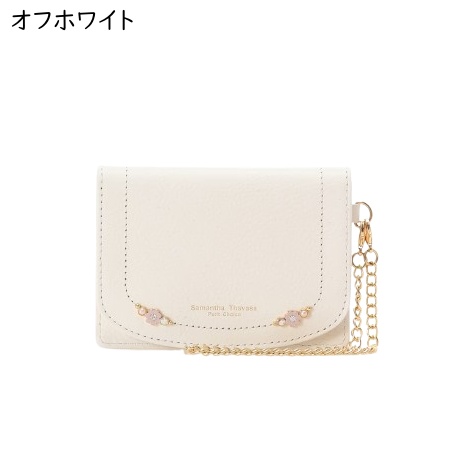 サマンサタバサプチチョイス Samantha Thavasa Petit Choice パスケース フラワーパール 花 チェーン付き レディース_1
