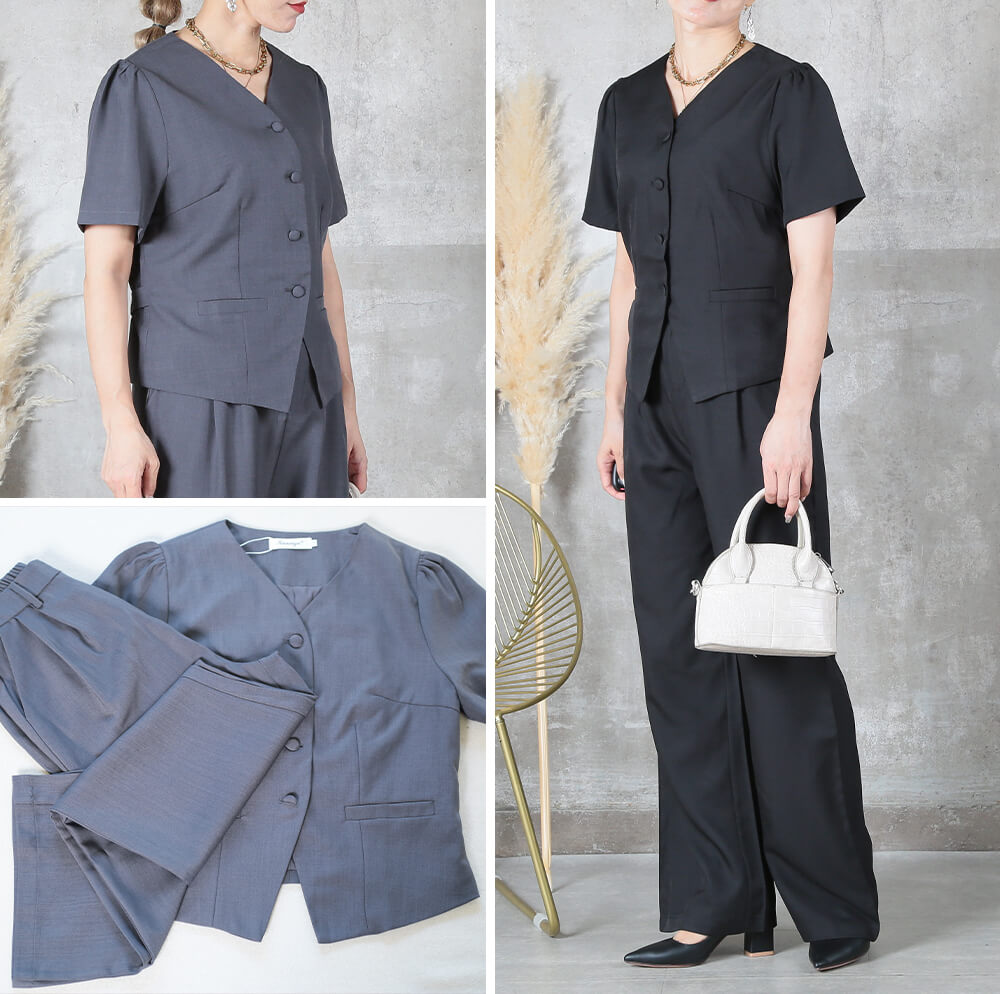 セットアップ スーツ パンツスーツ レディース 大きいサイズ カセット