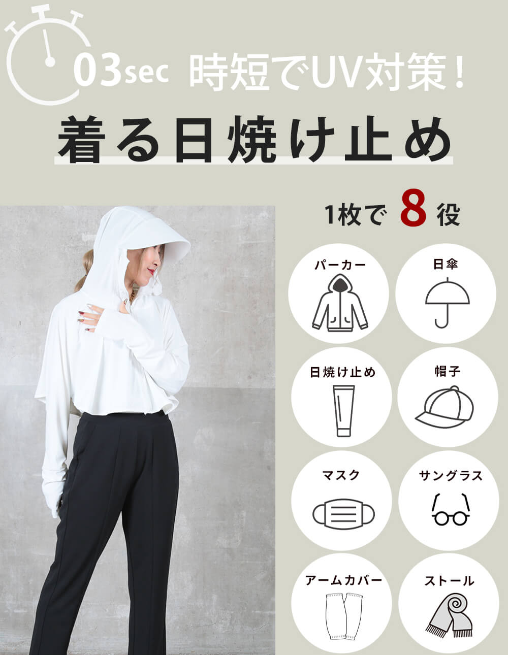 UVカットパーカー レディース 大きいサイズ ラッシュガード 冷感 長袖 日焼け対策 体型カバー 水陸両用 指穴 フード付き 自転車 農作業 30代 40代 50代 夏 関連画像3