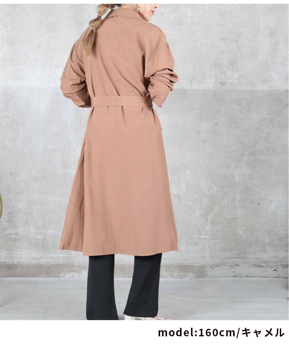 シャツワンピース レディース ロング 長袖 Vネック ベルト付き 2WAY 春