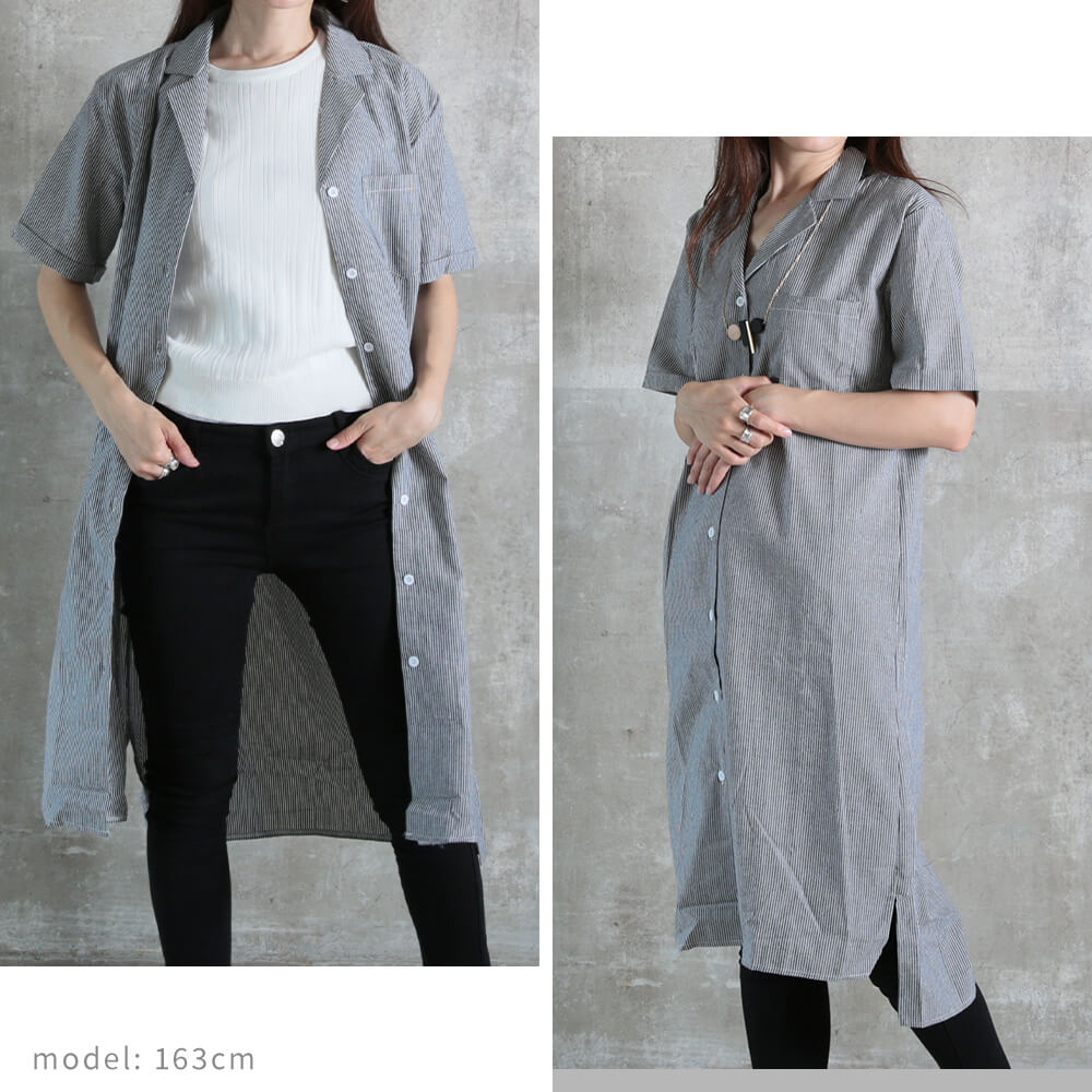 【美品】sandroシャツマキシ丈ワンピース　ストライプ 美品】sandroシャツマキシ丈ワンピース ストライプ - メルカリ