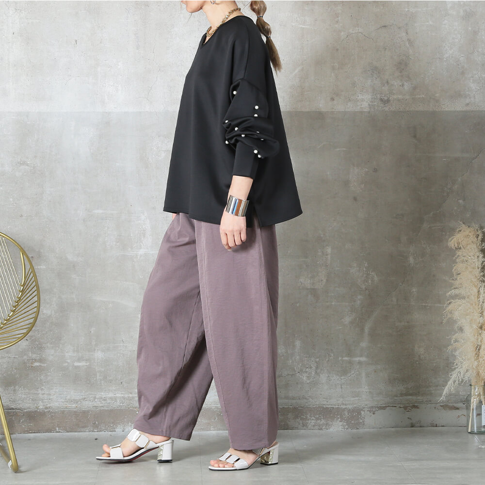 前後着 2way トップス カットソー レディース 春 長袖 袖パール