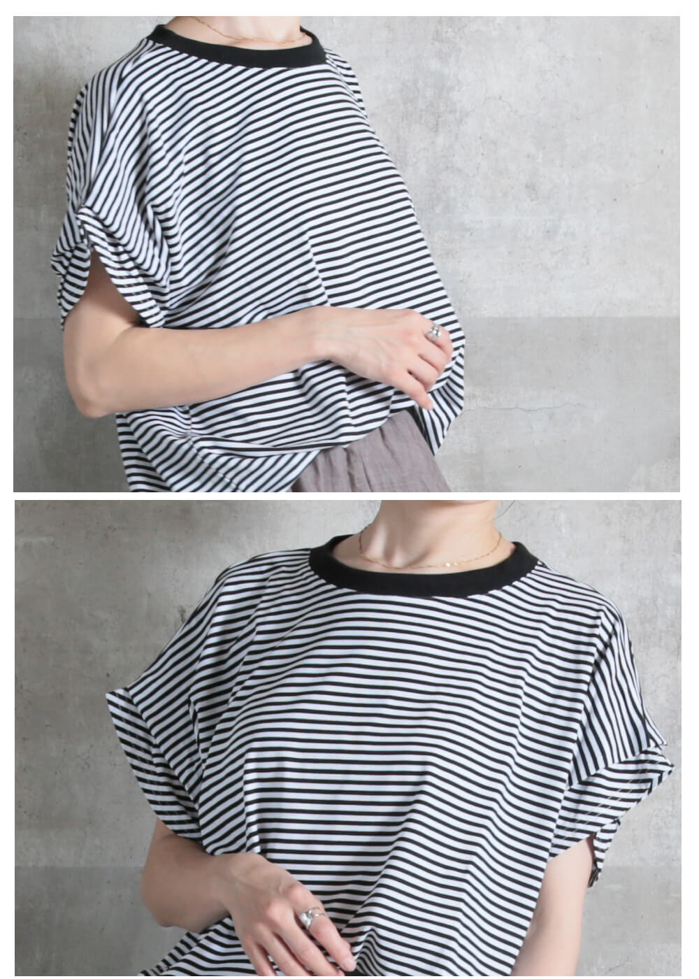 国内発送 IMPURE ボーダー Uネック半袖Tシャツ ボーダーUネック5分丈半袖Tシャツ | ファッション通販サイト NUGU