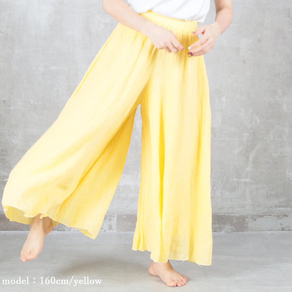 フレアパンツ リネン ワイドパンツ リネンパンツ レディース ガウチョ