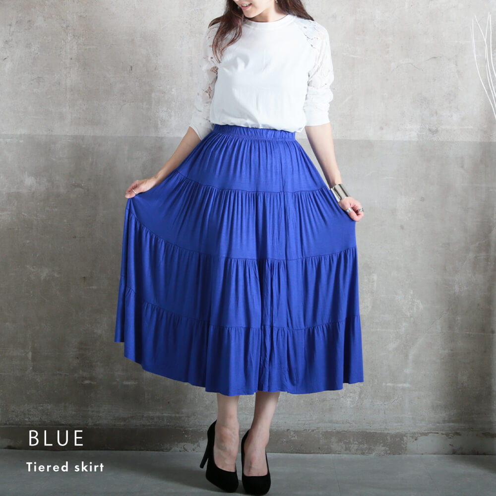 ティアード ロング フレアスカート マキシスカート スカート 体形