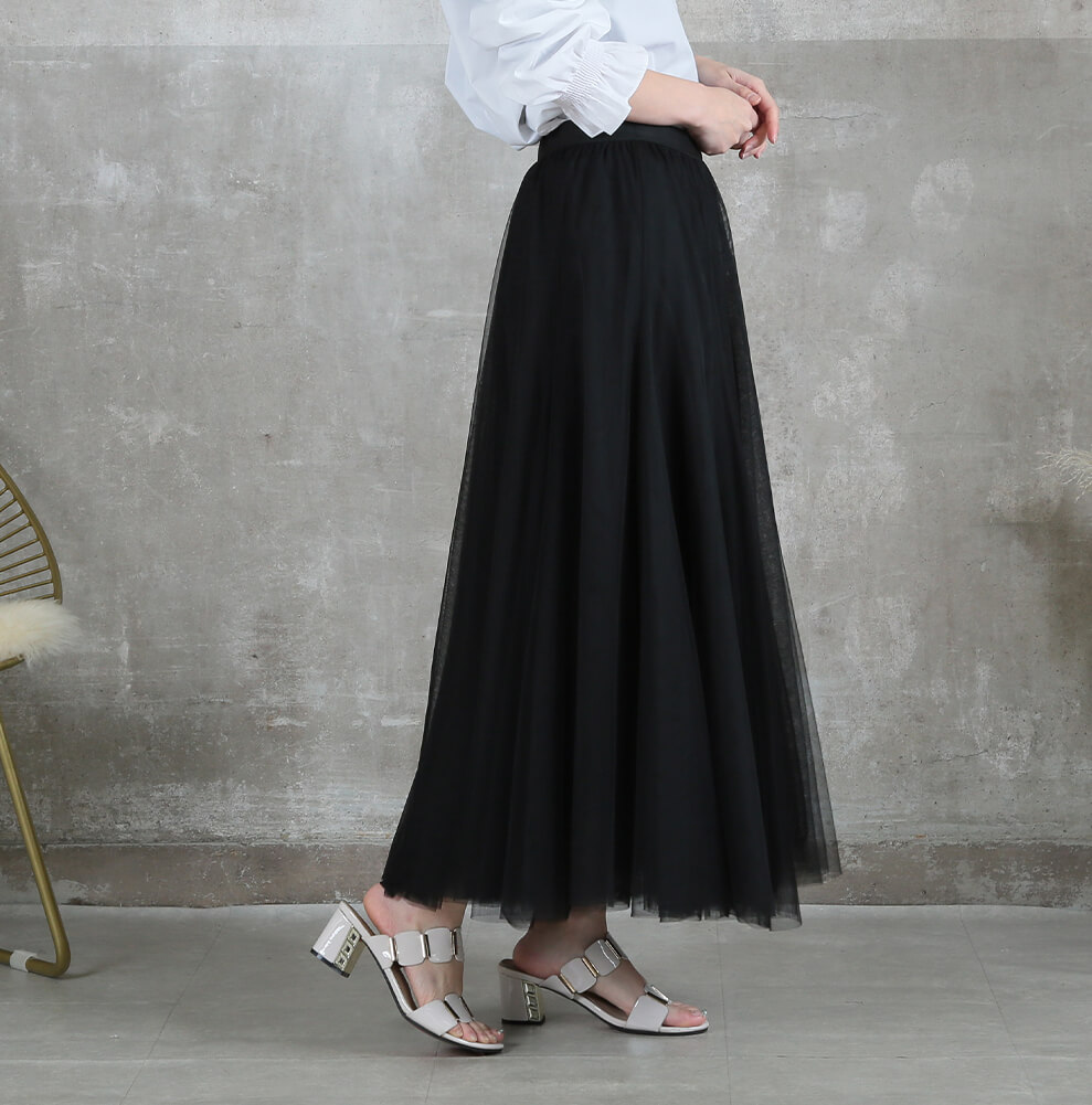 ZAFUL フローラル チュール Aライン ミディスカート【送料込み】 2se503-top.jpg