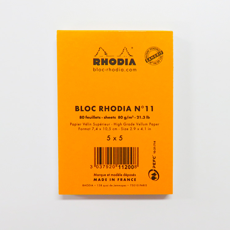 RHODIA ロディア メモ帳 No.11 A7 5mm方眼罫 ブロックロディア ブロックメモ メモ用紙 メモパッド 11200 方眼 付箋 | RHODIA | 02