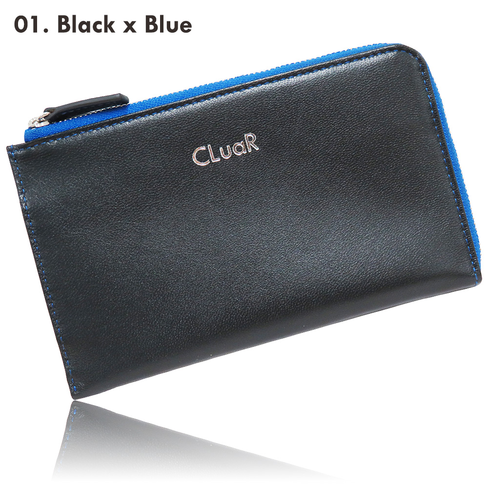 小さい長財布 本革 メンズ レディース L字ファスナー 薄型 軽量 スリム バイカラー プレゼント 誕生日 ギフト 山羊革 バレンタイン 2026 | CLuaR | 01