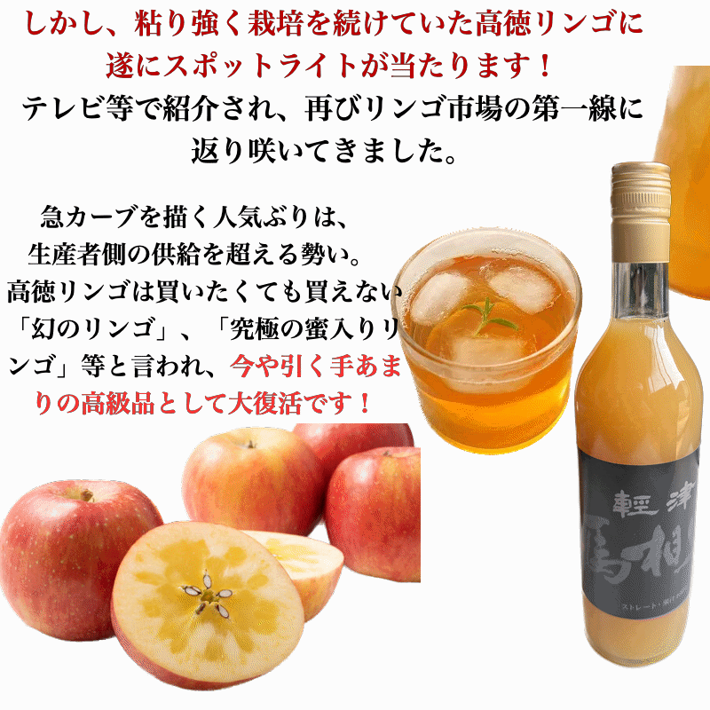 リンゴジュース 青森県産 100％ストレートりんごジュース 高徳