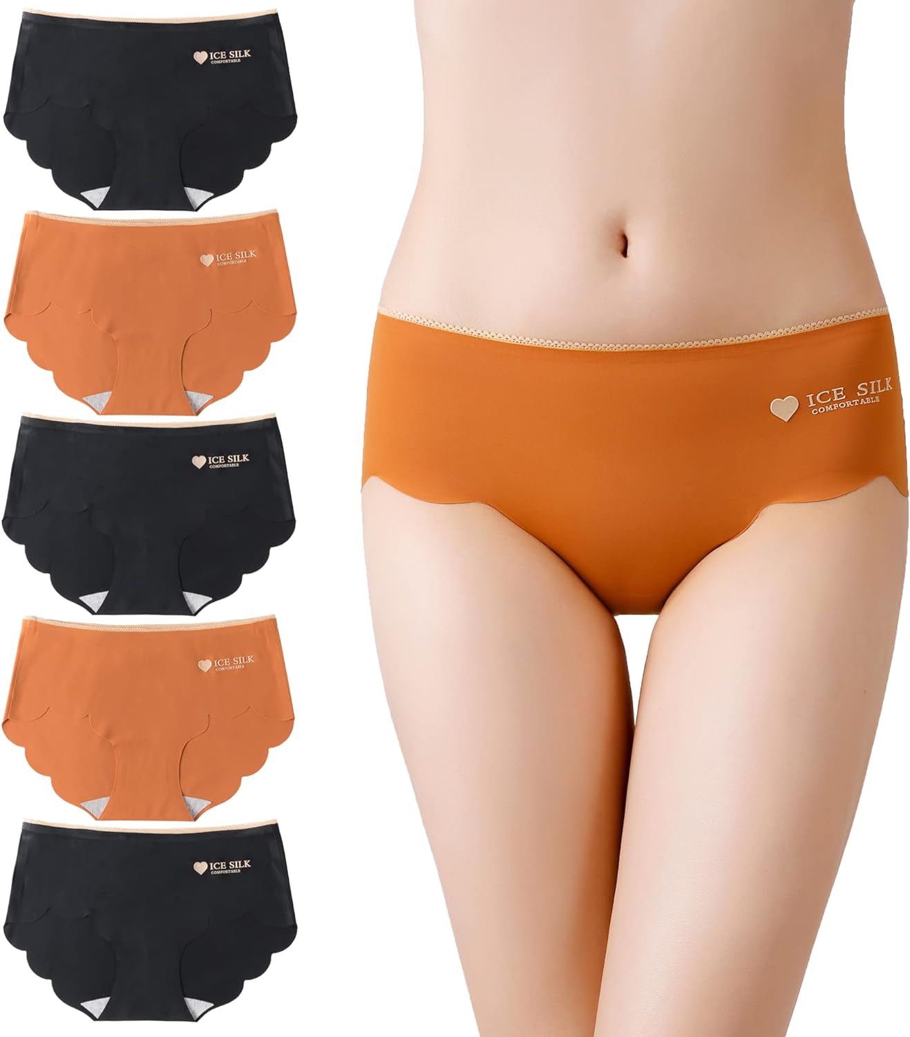 [CM Tech] ショーツ レディース 【5枚組】 シームレス 可愛い ビキニ セクシー アイスシルク 下着 C - Style |  | 01