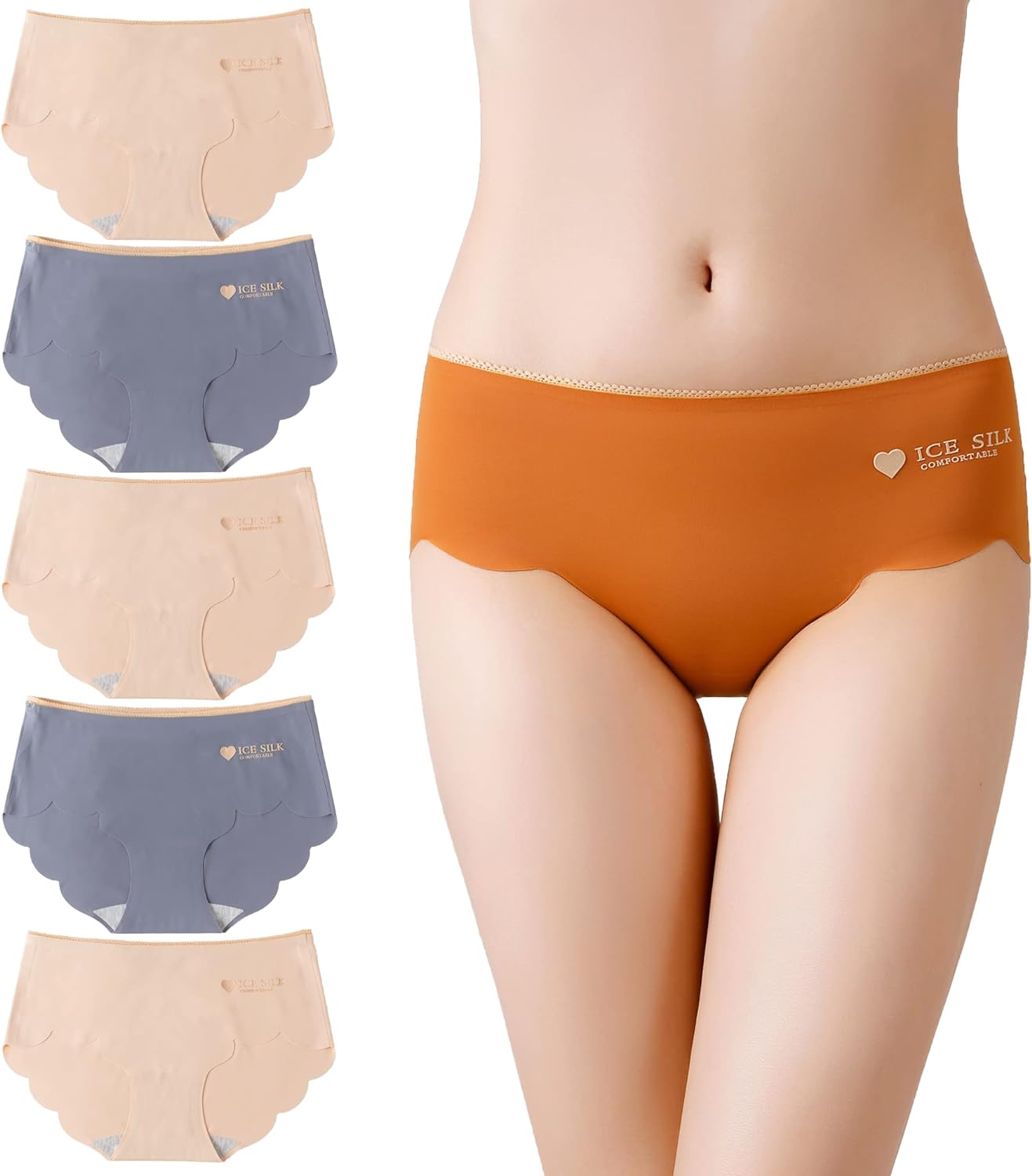 [CM Tech] ショーツ レディース 【5枚組】 シームレス 可愛い ビキニ セクシー アイスシルク 下着 E- Style |  | 01