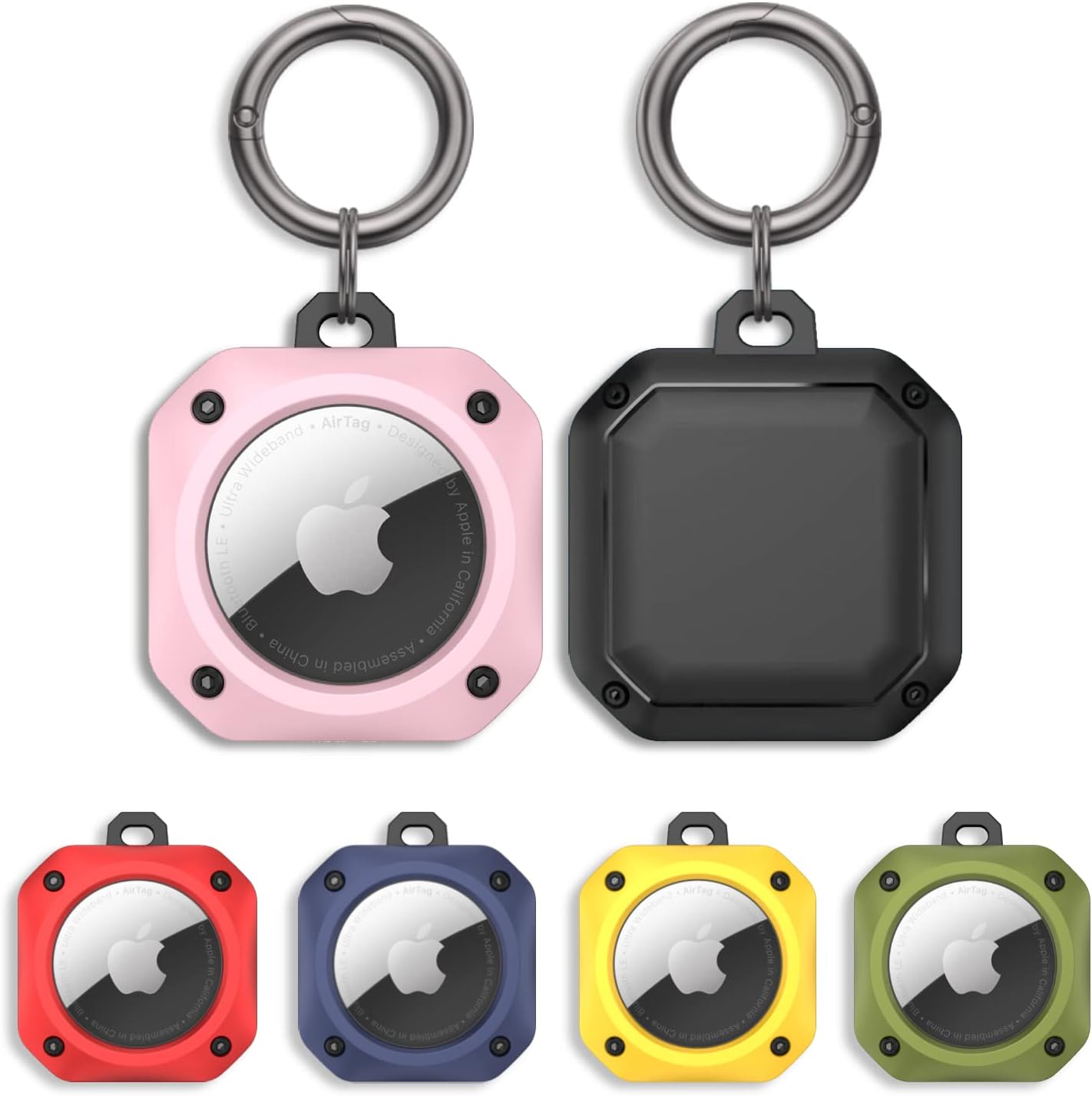 CM Tech AirTag ケース キーリング 耐衝撃 薄型 軽量 TPU+PC材質 防水 コンパクト 紛失防止 キーホルダー タグ キーチェーン カラビナ付き 全面保護 Airtagカバ |  | 03