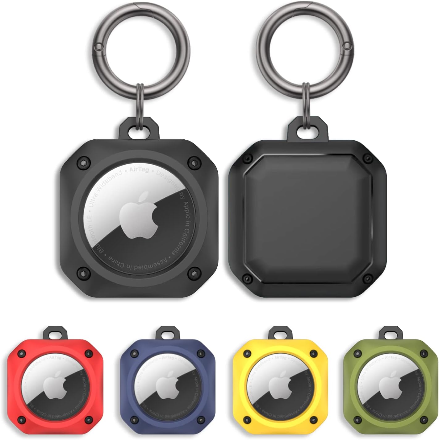 CM Tech AirTag ケース キーリング 耐衝撃 薄型 軽量 TPU+PC材質 防水 コンパクト 紛失防止 キーホルダー タグ キーチェーン カラビナ付き 全面保護 Airtagカバ |  | 01