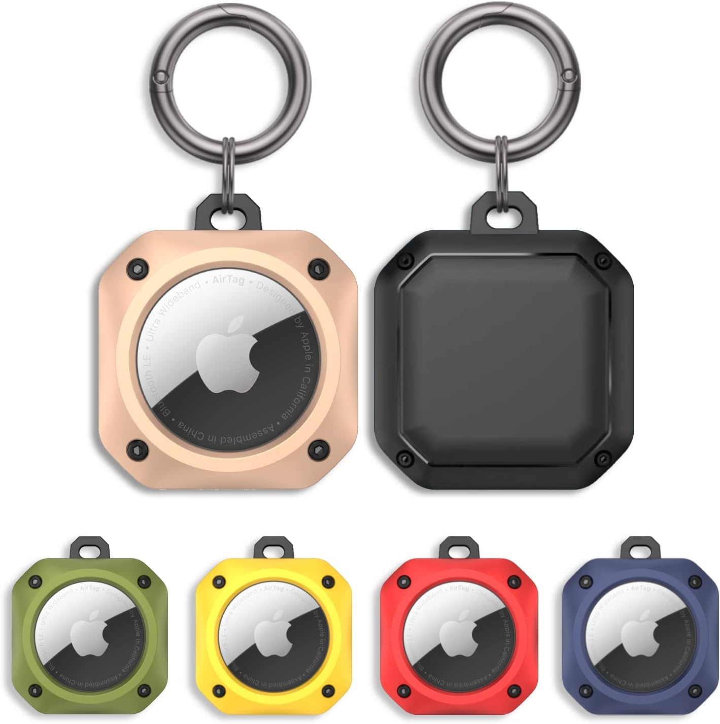 CM Tech AirTag ケース キーリング 耐衝撃 薄型 軽量 TPU+PC材質 防水 コンパクト 紛失防止 キーホルダー タグ キーチェーン カラビナ付き 全面保護 Airtagカバ |  | 08