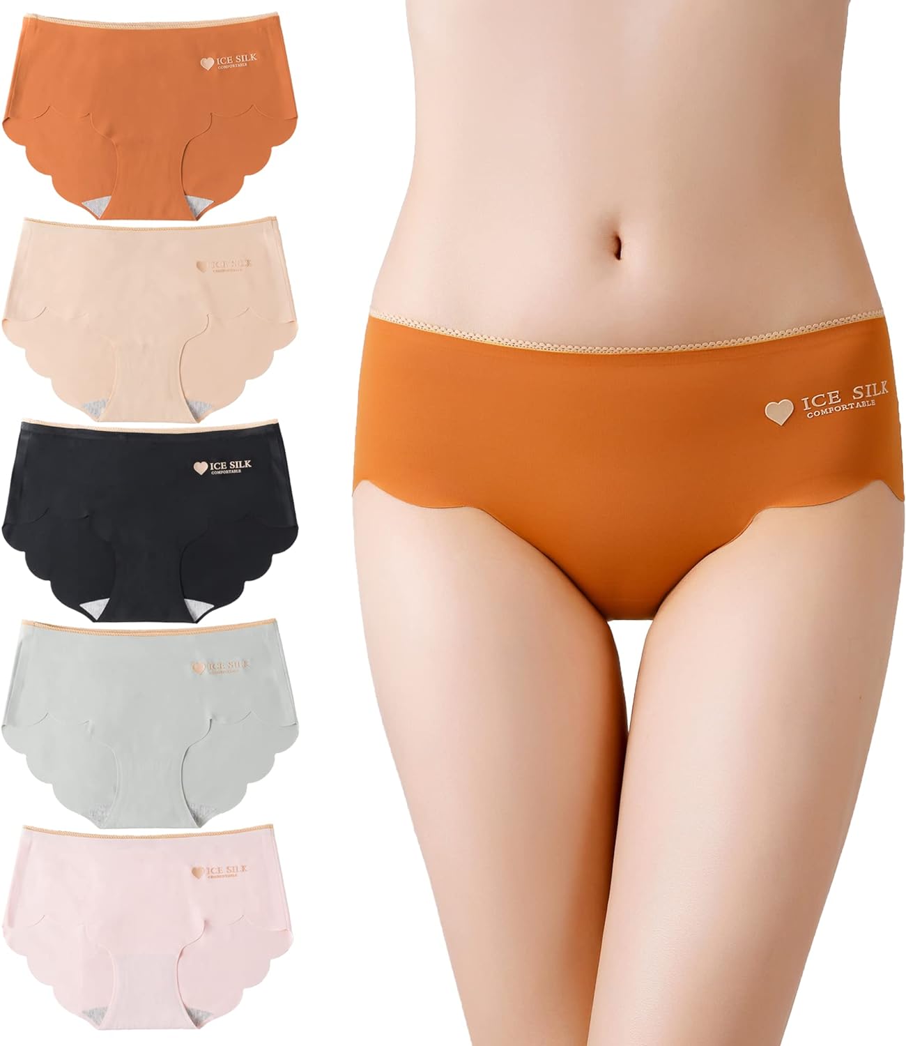 [CM Tech] ショーツ レディース 【5枚組】 シームレス 可愛い ビキニ セクシー アイスシルク 下着 A - Style |  | 01