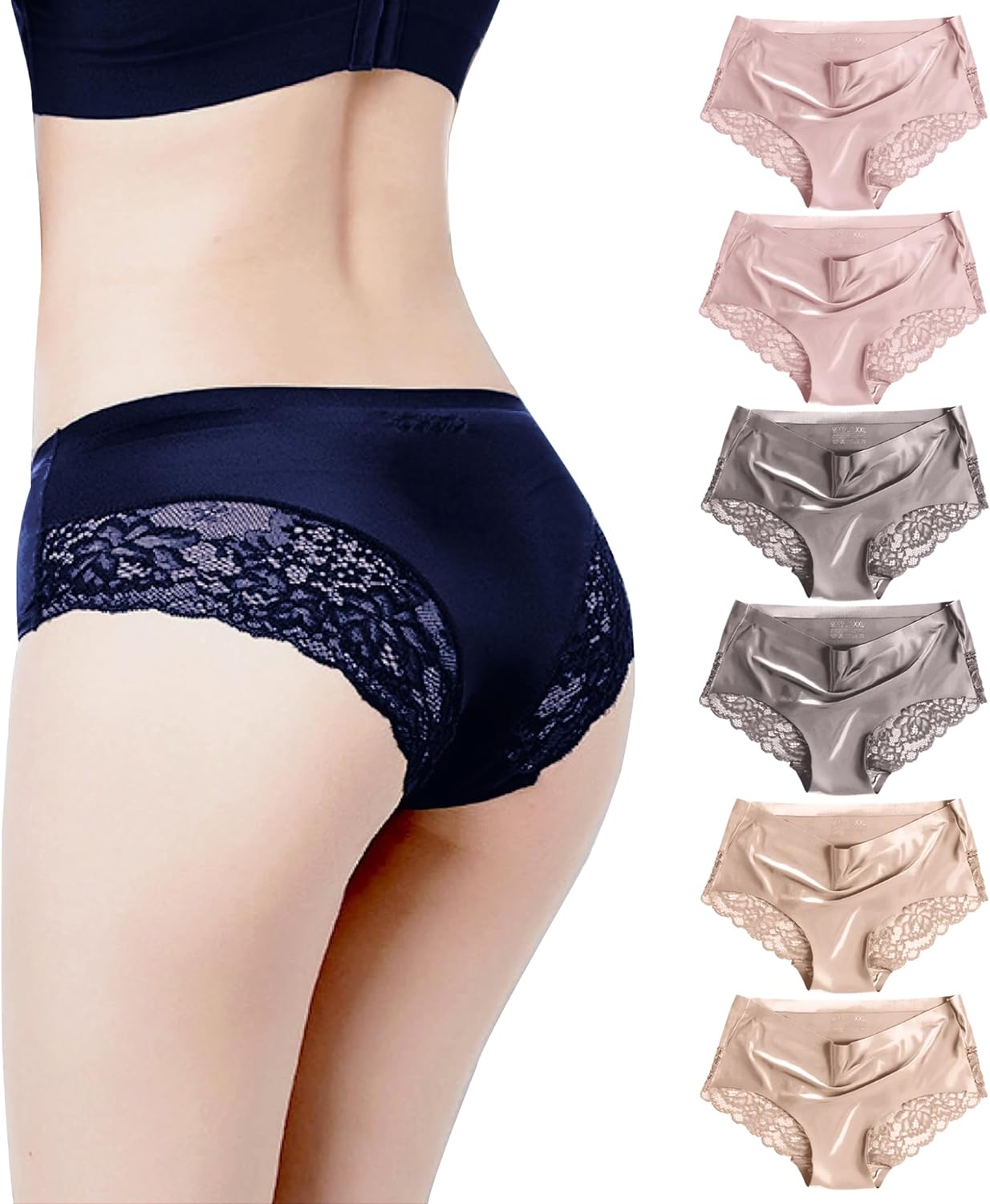 CM Tech ショーツ レディース 【6枚組】 シームレス セクシー レース 下着 高通気性 伸縮性 パンツ 消臭 抗菌 女性用 コットン パンティー F Style |  | 01