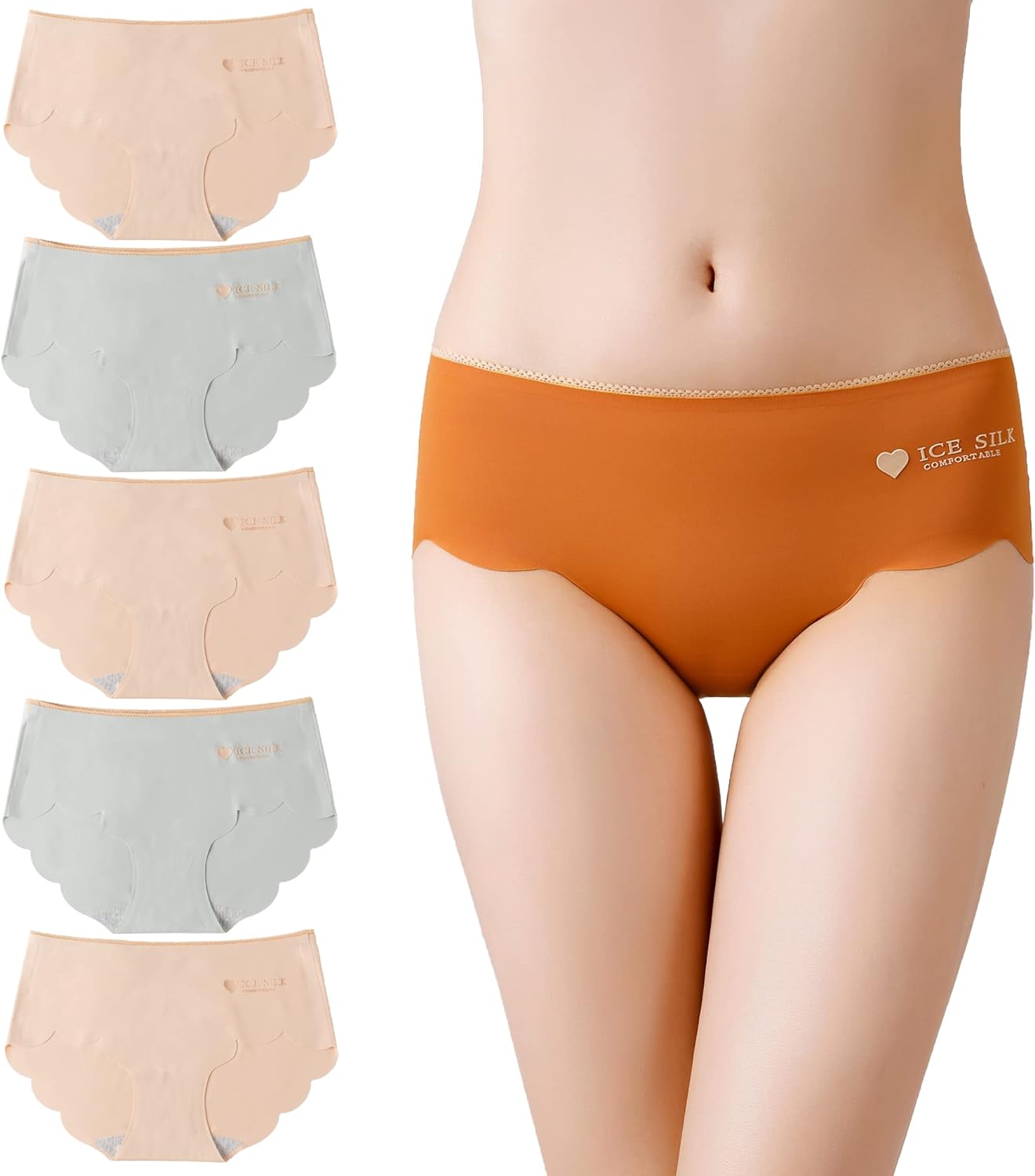 [CM Tech] ショーツ レディース 【5枚組】 シームレス 可愛い ビキニ セクシー アイスシルク 下着 D - Style |  | 01