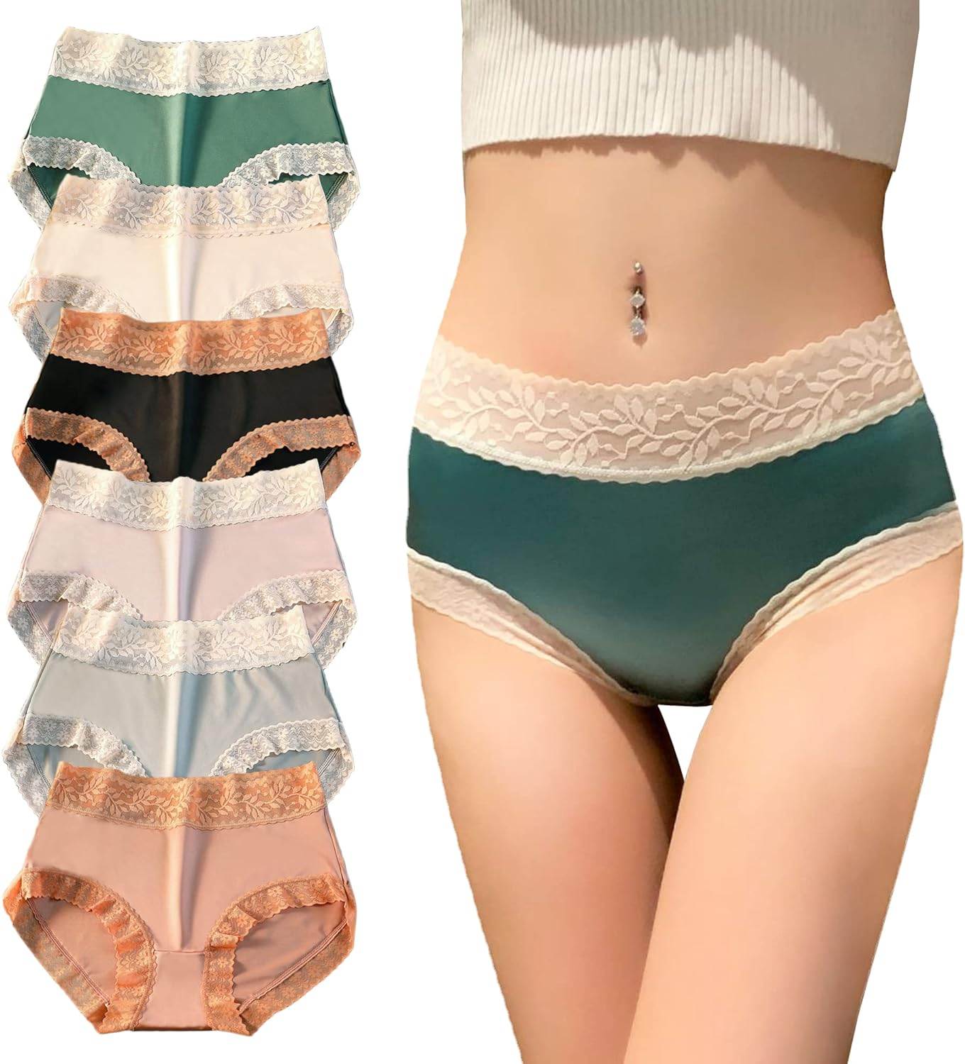 [CM Tech] ショーツ レディース 【6枚組】 可愛い ビキニ セクシー レース 下着 高通気性 伸縮性 パンツ 消臭 抗菌 女性用 コットン |  | 01