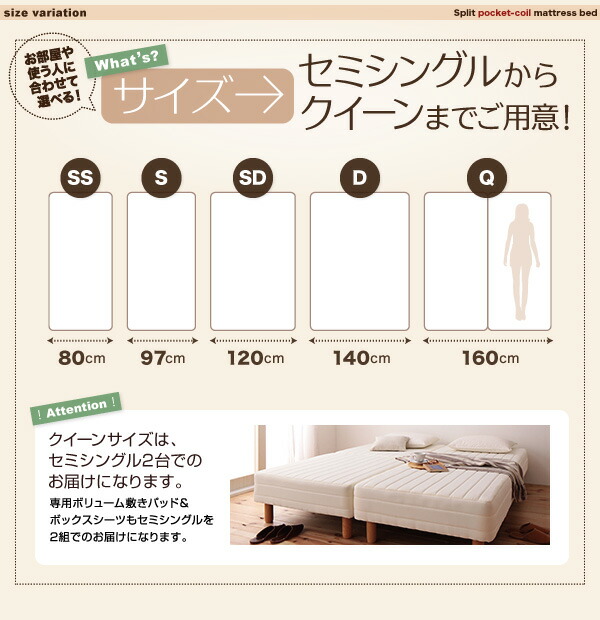 新・移動ラクラク 分割式マットレスベッド ポケットコイルマットレスタイプ セミダブル 脚22cm 組立設置付_8