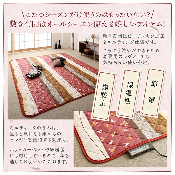 こたつ布団セット ふっくら綿入り うさぎ和柄こたつ布団 掛布団&敷布団2点セット 5尺長方形(90×150cm)天板対応_11