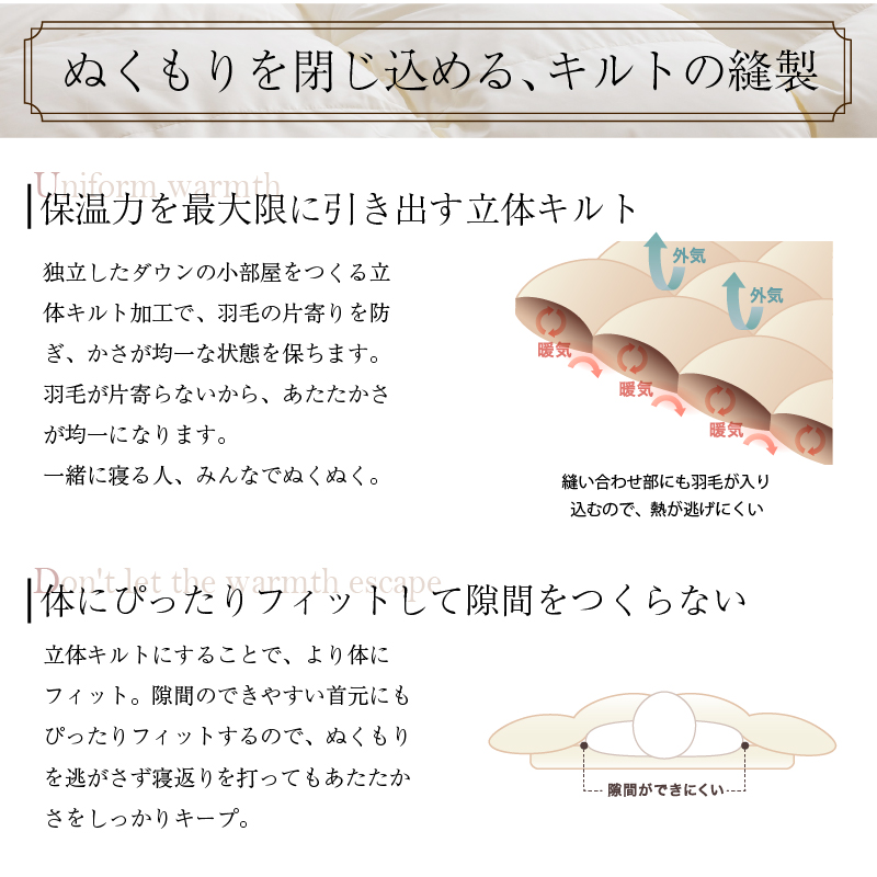 羽毛布団 セミダブル 羽毛 布団 日本製 防ダニ 国産 国内洗浄 暖か あったか 冬 夏 オールシーズン 快適 550fp 2枚合わせ（肌掛け+合掛け） セミダブル｜co-chi｜13