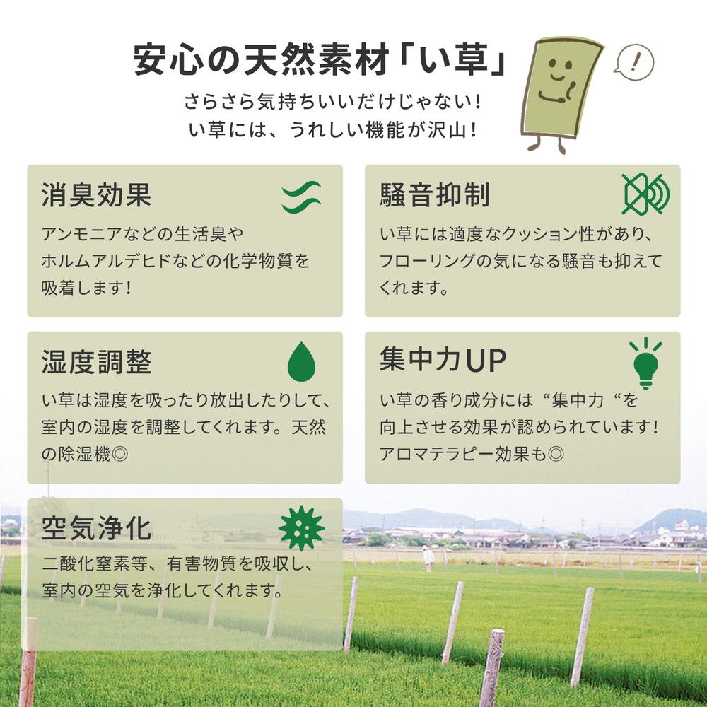フリーカット裏付き い草カーペット みすず 補修テープ付き 江戸間 8帖（352×352）_8
