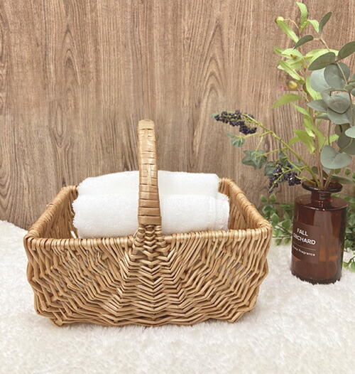 ピクニックバスケット フタ付 中布あり Lサイズ | 藤 ラタン かご