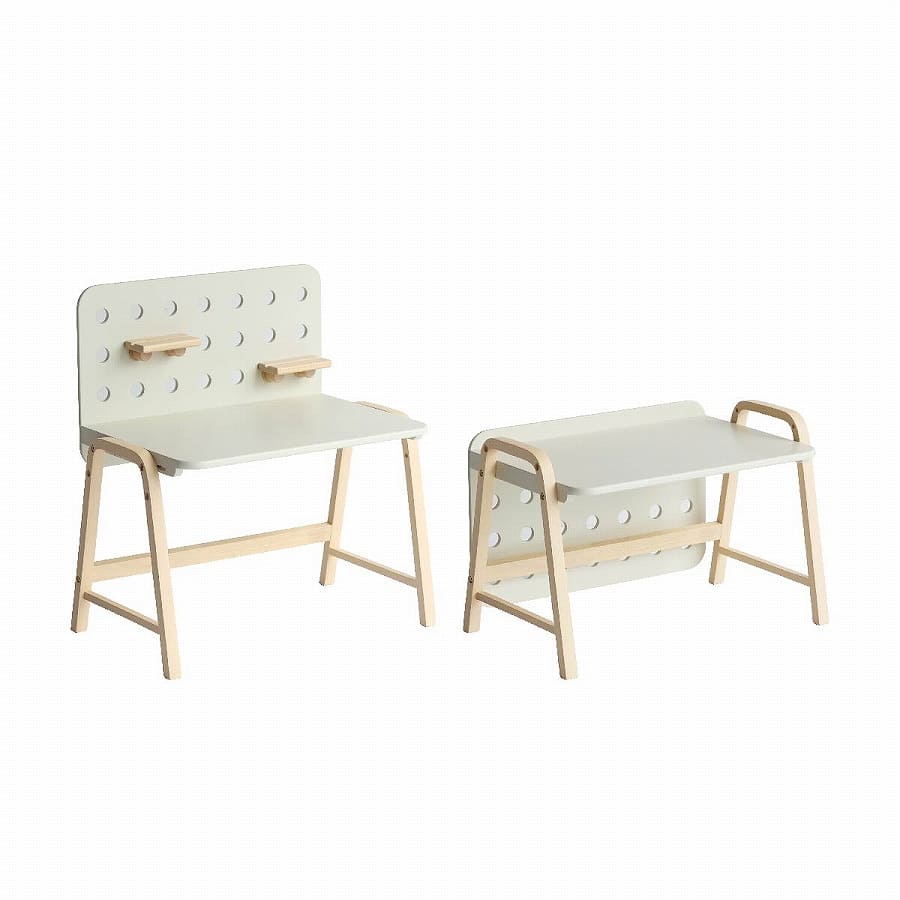 収納棚付きキッズデスク 収納棚 収納棚付き キッズデスク 子供机 子供 キッズ デスク おもちゃ 収納 ウッド ラバーウッド 天然木 組立品 ホワイト