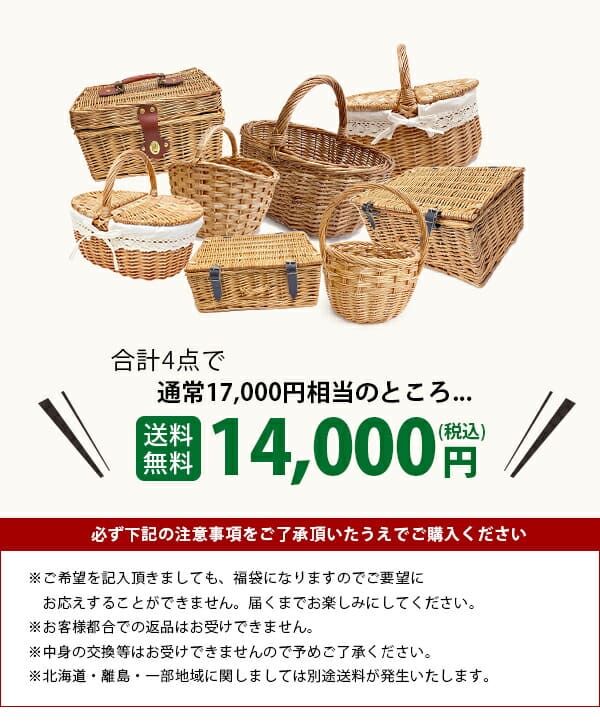 カゴ4点セット | まとめ買い お得 福袋 ハッピーセット ハッピーバッグ バスケットセット_6