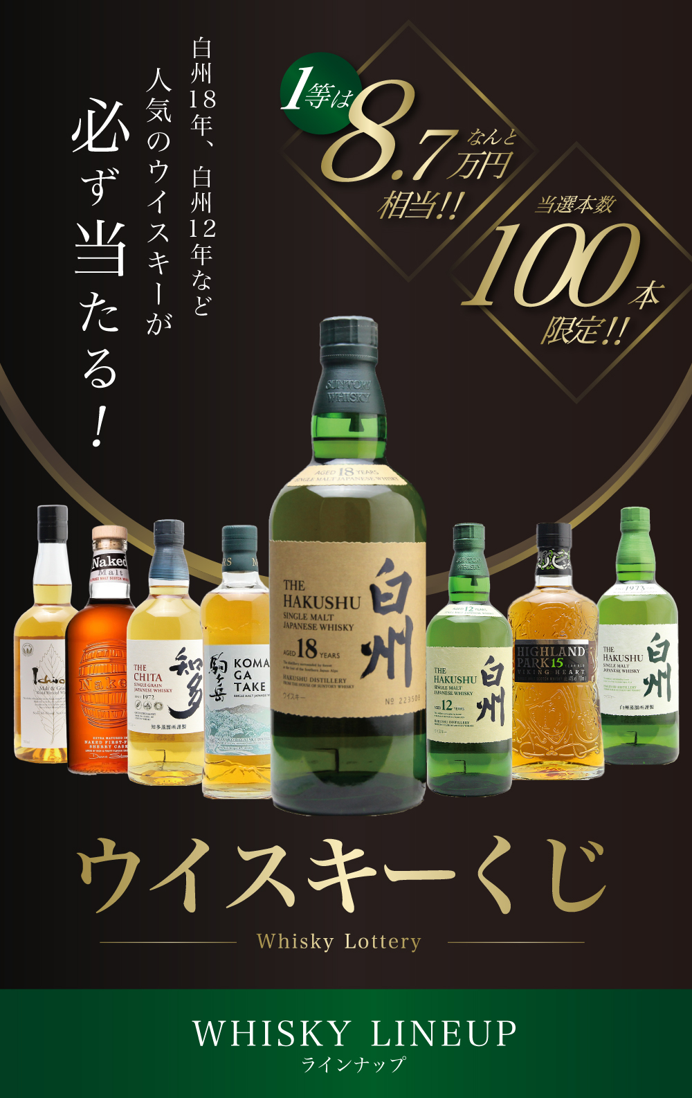 第21弾】白州18年くじ！高確率・ウイスキーガチャ・1/100で白州18年・1