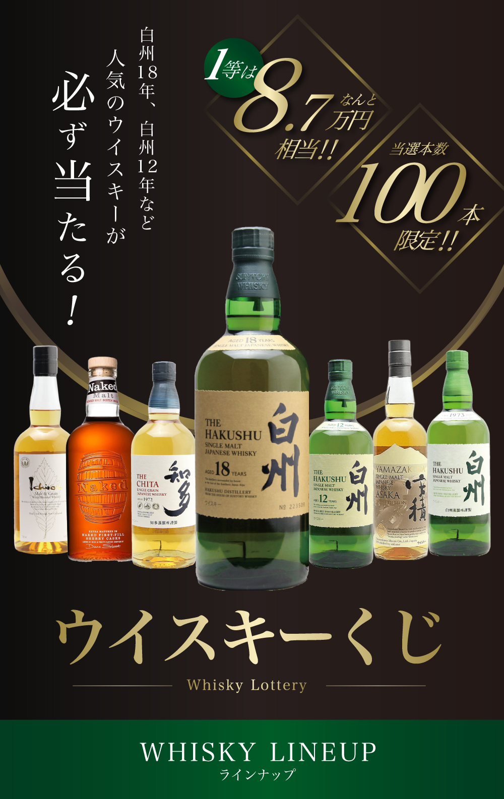 第24弾】白州18年くじ！高確率・ウイスキーガチャ・1/100で白州18年・1