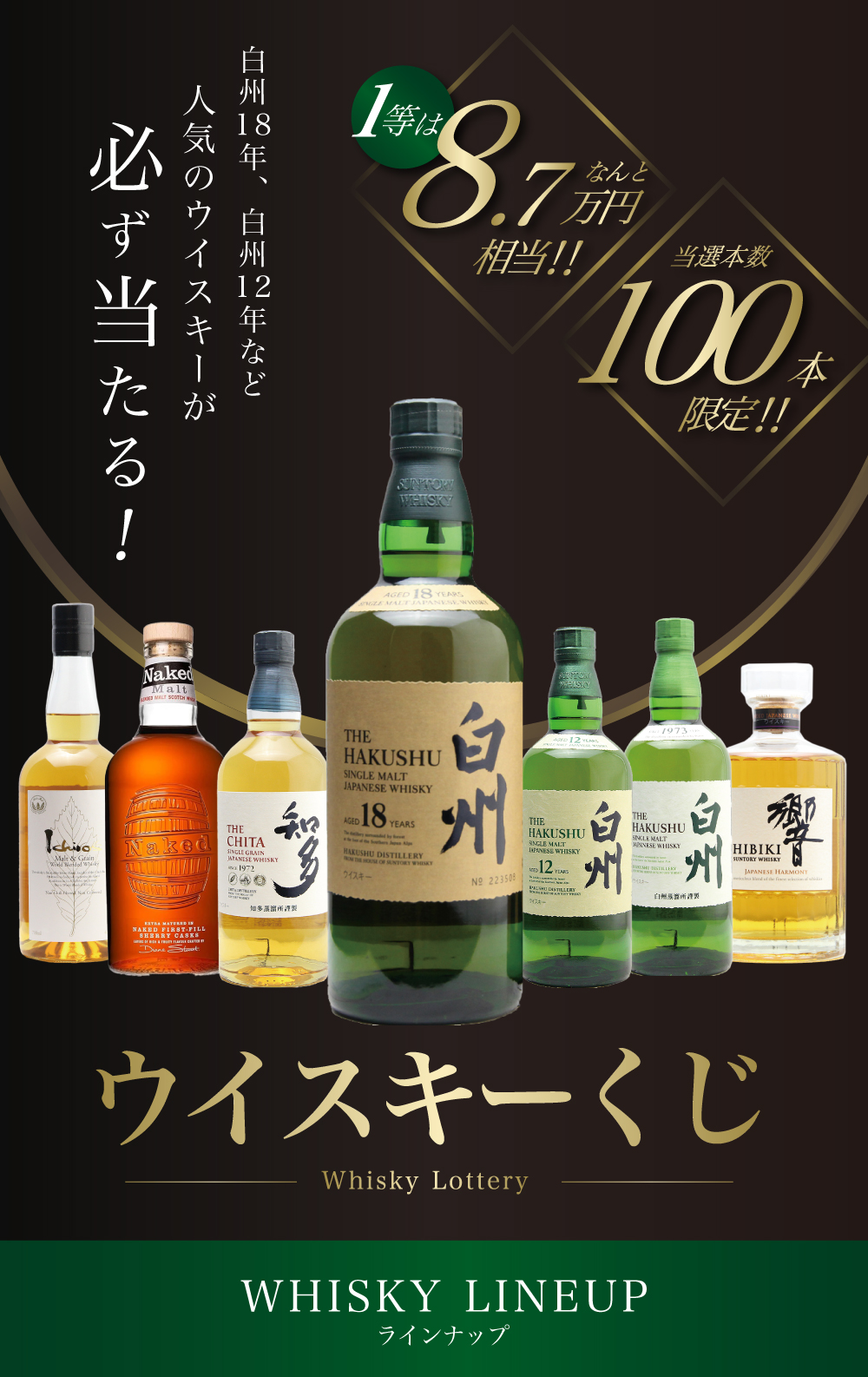 第25弾】白州18年くじ！高確率・ウイスキーガチャ・1/100で白州18年・1