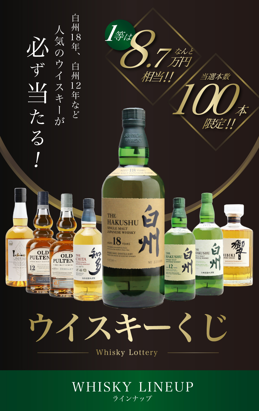 第32弾】白州18年くじ！高確率・ウイスキーガチャ・1/100で白州18年・1